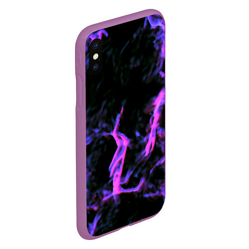Чехол iPhone XS Max матовый Неоновая текстура разрывы текстура / 3D-Фиолетовый – фото 2
