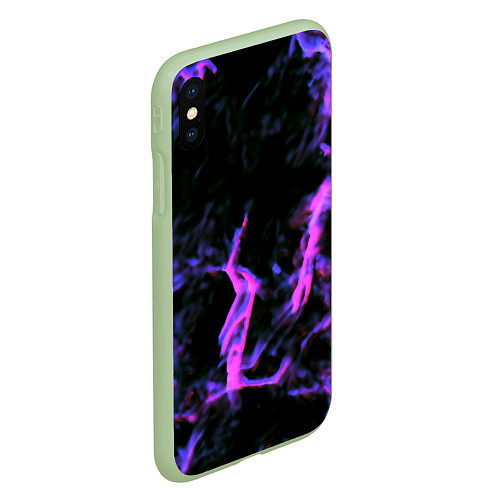 Чехол iPhone XS Max матовый Неоновая текстура разрывы текстура / 3D-Салатовый – фото 2