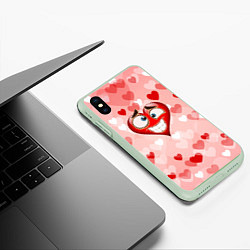 Чехол iPhone XS Max матовый Влюбленный взляд сердца, цвет: 3D-салатовый — фото 2