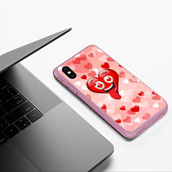 Чехол iPhone XS Max матовый Влюбленное сердечко, цвет: 3D-розовый — фото 2