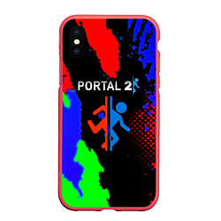 Чехол iPhone XS Max матовый Portal 2 краски сочные текстура, цвет: 3D-красный
