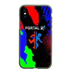 Чехол iPhone XS Max матовый Portal 2 краски сочные текстура, цвет: 3D-темно-зеленый