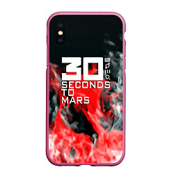 Чехол iPhone XS Max матовый Seconds to mars fire, цвет: 3D-малиновый