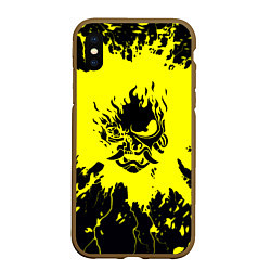 Чехол iPhone XS Max матовый Cyberpunk samurai logo 2077, цвет: 3D-коричневый