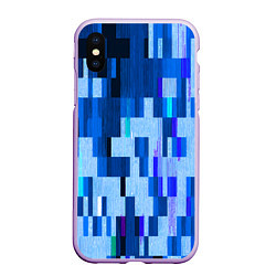 Чехол iPhone XS Max матовый Синий глитч, цвет: 3D-сиреневый