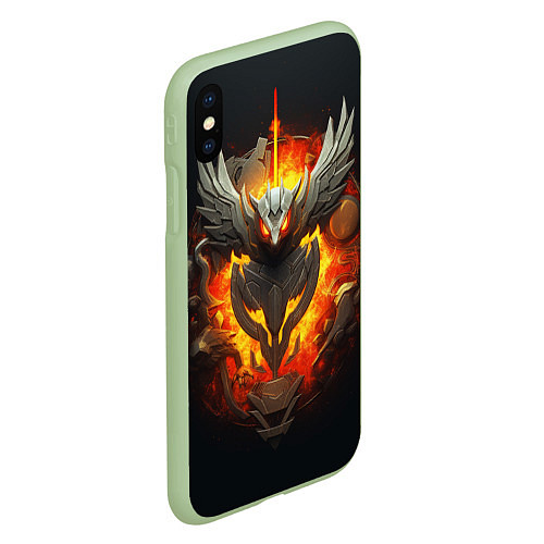 Чехол iPhone XS Max матовый Огненный символ орла / 3D-Салатовый – фото 2