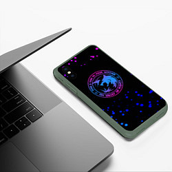 Чехол iPhone XS Max матовый Ведьмак лого неон, цвет: 3D-темно-зеленый — фото 2