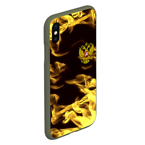 Чехол iPhone XS Max матовый Имперская Россия желтый огонь / 3D-Темно-зеленый – фото 2