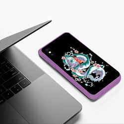 Чехол iPhone XS Max матовый Тихиро и Хаку - унесенные призраками, цвет: 3D-фиолетовый — фото 2