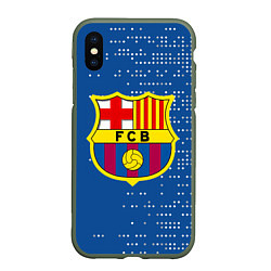 Чехол iPhone XS Max матовый Футбольный клуб Барселона - логотип крупный, цвет: 3D-темно-зеленый