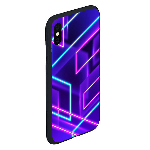 Чехол iPhone XS Max матовый Neon Geometric / 3D-Черный – фото 2