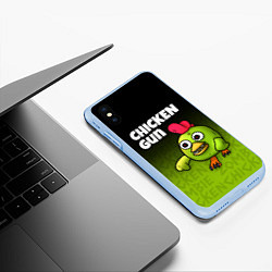 Чехол iPhone XS Max матовый Chicken Gun - Zombie Chicken, цвет: 3D-голубой — фото 2