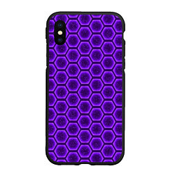 Чехол iPhone XS Max матовый Энергетический щит - фиолетовый, цвет: 3D-черный