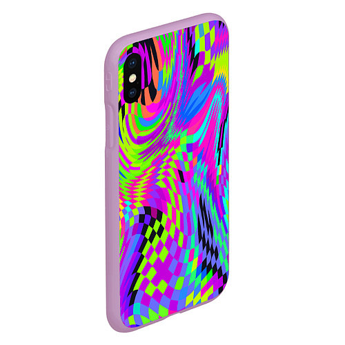 Чехол iPhone XS Max матовый Психоделический глитч / 3D-Сиреневый – фото 2