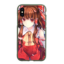 Чехол iPhone XS Max матовый Touhou Project Рейму Cute, цвет: 3D-темно-зеленый