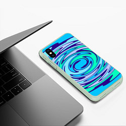 Чехол iPhone XS Max матовый Круговорот неоновый, цвет: 3D-салатовый — фото 2