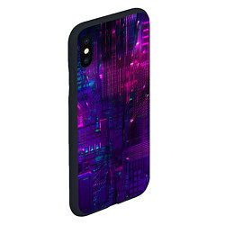 Чехол iPhone XS Max матовый Неоновые огни квадратов, цвет: 3D-черный — фото 2