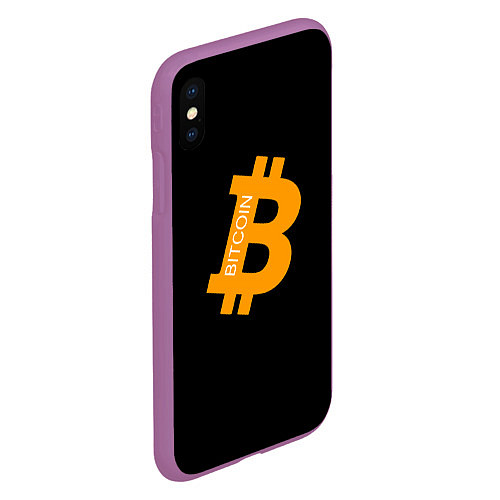 Чехол iPhone XS Max матовый Биткоин криптовалюта оранжевое лого / 3D-Фиолетовый – фото 2