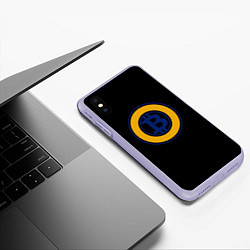 Чехол iPhone XS Max матовый Биткоин лого криптовалюта, цвет: 3D-светло-сиреневый — фото 2