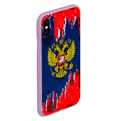Чехол iPhone XS Max матовый Россия краски герб / 3D-Сиреневый – фото 2