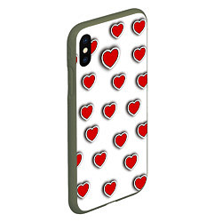 Чехол iPhone XS Max матовый Стикеры наклейки объемные сердечки, цвет: 3D-темно-зеленый — фото 2
