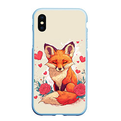 Чехол iPhone XS Max матовый Влюбленная лисичка в сердечках