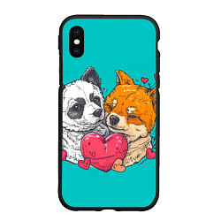 Чехол iPhone XS Max матовый Влюбленная собачка и лисичка, цвет: 3D-черный