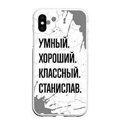 Чехол iPhone XS Max матовый Умный, хороший и классный: Станислав, цвет: 3D-белый