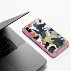 Чехол iPhone XS Max матовый Камуфляж милитари, цвет: 3D-розовый — фото 2