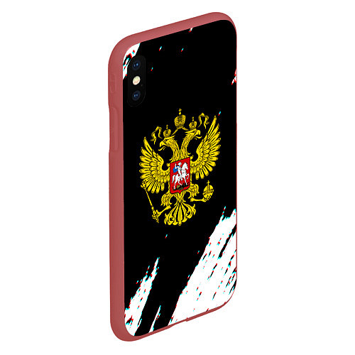 Чехол iPhone XS Max матовый Герб РФ краска / 3D-Красный – фото 2