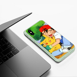 Чехол iPhone XS Max матовый Pokemon - энергия в объятиях, цвет: 3D-салатовый — фото 2