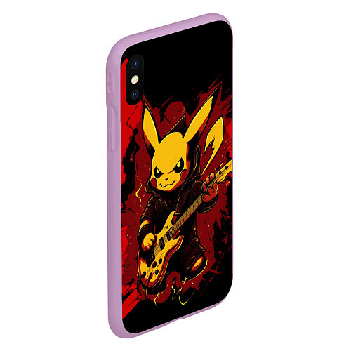 Чехол iPhone XS Max матовый Устрашаюший покемон с гитарой / 3D-Сиреневый – фото 2