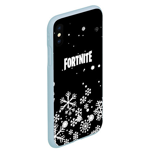 Чехол iPhone XS Max матовый Fortnite новый год паттерн / 3D-Голубой – фото 2