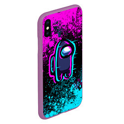 Чехол iPhone XS Max матовый Амонг ас - брызги неона, цвет: 3D-фиолетовый — фото 2