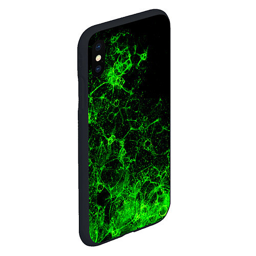 Чехол iPhone XS Max матовый Неоновый зеленый дым / 3D-Черный – фото 2