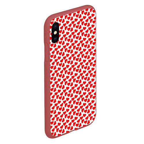 Чехол iPhone XS Max матовый Маленькие красные сердечки / 3D-Красный – фото 2