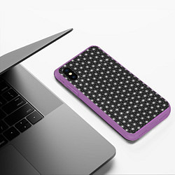 Чехол iPhone XS Max матовый Графичный узор из треугольников, цвет: 3D-фиолетовый — фото 2