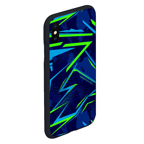 Чехол iPhone XS Max матовый Графические зигзаги / 3D-Черный – фото 2