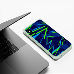 Чехол iPhone XS Max матовый Графические зигзаги, цвет: 3D-салатовый — фото 2