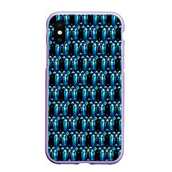 Чехол iPhone XS Max матовый Чёрный кристаллический доспех, цвет: 3D-светло-сиреневый