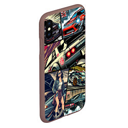 Чехол iPhone XS Max матовый Japanese cars art, цвет: 3D-коричневый — фото 2