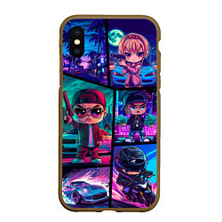 Чехол iPhone XS Max матовый GTA chibi style, цвет: 3D-коричневый