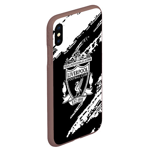 Чехол iPhone XS Max матовый Liverpool белые краски текстура / 3D-Коричневый – фото 2