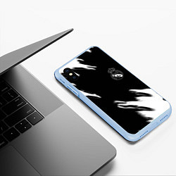 Чехол iPhone XS Max матовый Real madrid белые краски текстура, цвет: 3D-голубой — фото 2