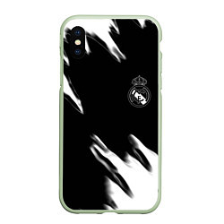 Чехол iPhone XS Max матовый Real madrid белые краски текстура, цвет: 3D-салатовый