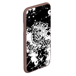 Чехол iPhone XS Max матовый Manchester City краски чёрно белые, цвет: 3D-коричневый — фото 2