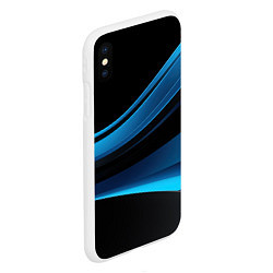 Чехол iPhone XS Max матовый Черная и синяя геометрическая абстракция, цвет: 3D-белый — фото 2