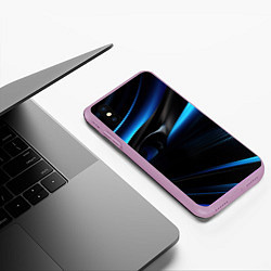 Чехол iPhone XS Max матовый Черная и синяя геометрическая абстракция, цвет: 3D-сиреневый — фото 2