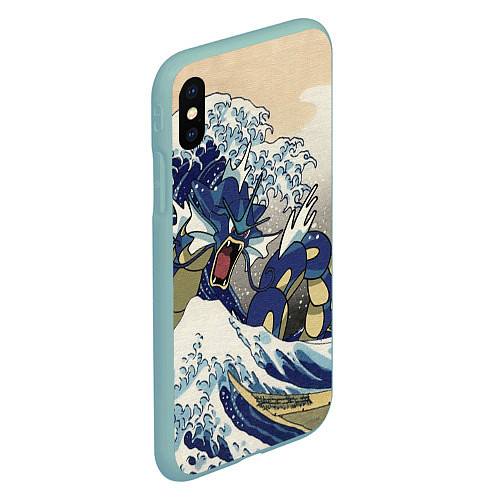 Чехол iPhone XS Max матовый Kanagawa wave - Gyarados / 3D-Мятный – фото 2