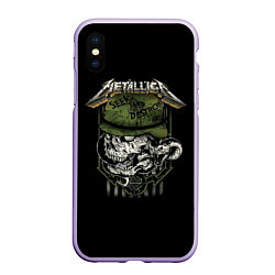 Чехол iPhone XS Max матовый Metallica - skull, цвет: 3D-светло-сиреневый